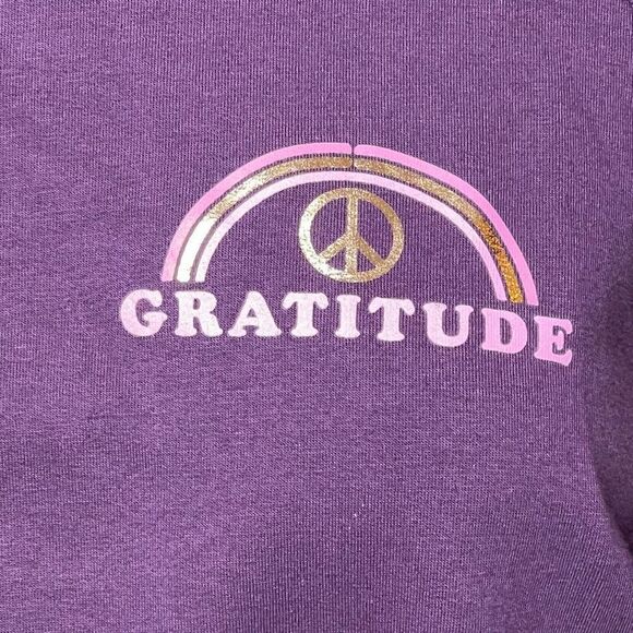 Spiritual Gangster NWT purple Izzy gratitude graphic cropped sweatshirt size XL - Picture 11 of 15